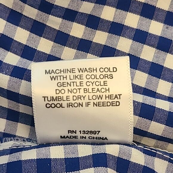 Jane &  Delancey 100% Cotton Medium Blue White Gingham Blouse Bell Sleeve Size M - Picture 8 of 9